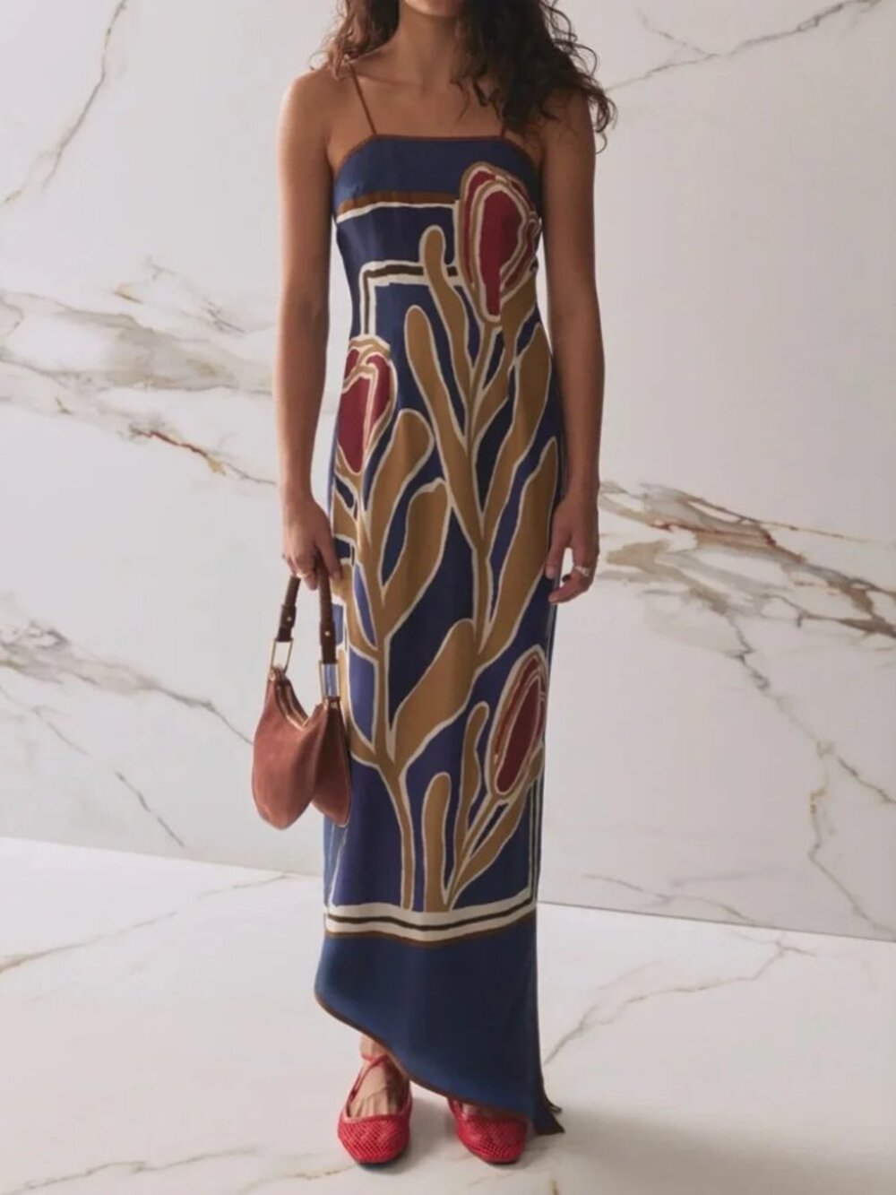Strappy Navy Botanical Maxi Dress
